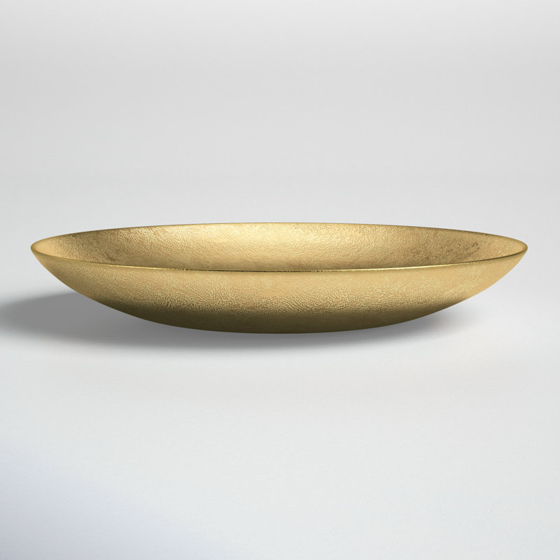 Glass Decorative Bowl, Gold, 2.4" H x 15.75" W x 15.75" D