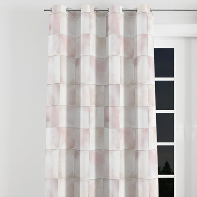 Rideaux de fenêtre Modern - Rideau à carreaux rose et blanc avec œillets - 1 panneau