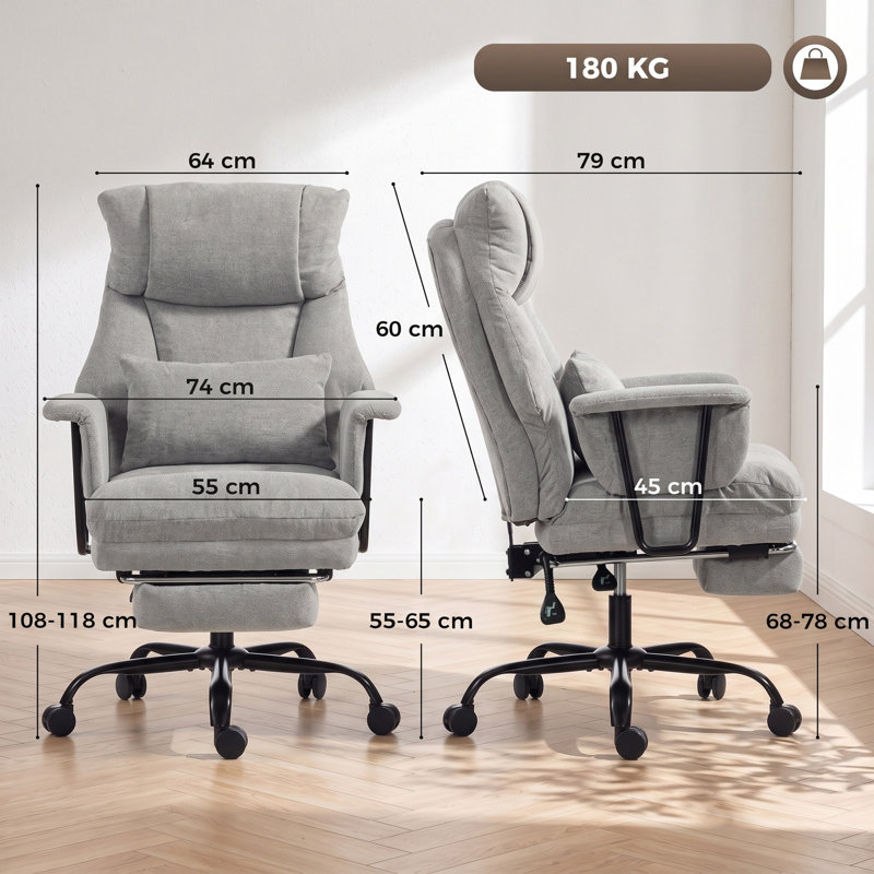 HOMCOM Linen Office Chair, Grey