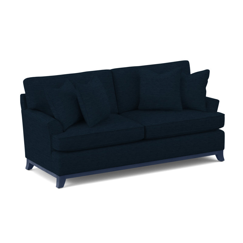 Oaks Way 84" Flared Arm Sofa with Reversible Cushions, Innerspring Mattress, Green Performance Fabric; 0851-54, Honey Finish