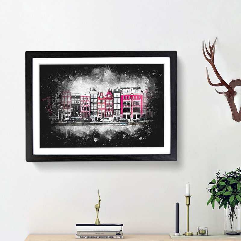 Wintertime In Amsterdam Netherlands - Single Picture Frame Print on MDF, Black Framed, 24cm H x 33cm W x 2cm D