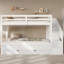 Lit superposé avec lit gigogne et trois tiroirs de rangement, escalier de rangement et garde-robe-128949017