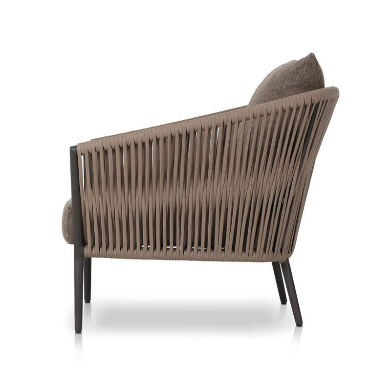 Porto Outdoor Lounge Chair, Olefin, Ellor Brown Cushion/Bronze Frame