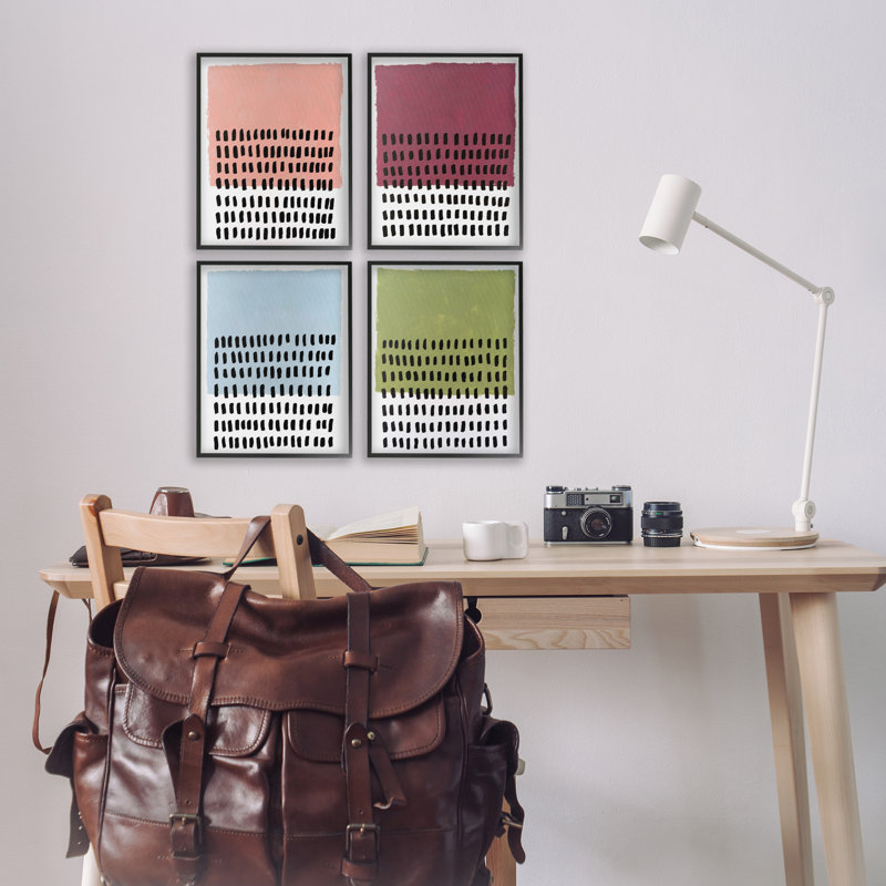  Dots Neutral Abstracts 4 PC, estampe numérique par Michael Willett, H 14 po x l 11 po, Giclée encadrée noir minuit