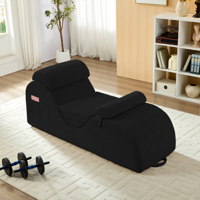 68" Multi-functional Chaise Lounge Chair - 5-color Corduroy Yoga/reading/relax Chair With Headrest, Footrest & Side Pockets, 300lbs Capacity (29"h X 25"d)