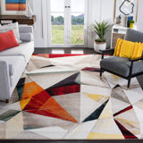 Asumi Wimbled Geometric Gray/Beige Area Rug
