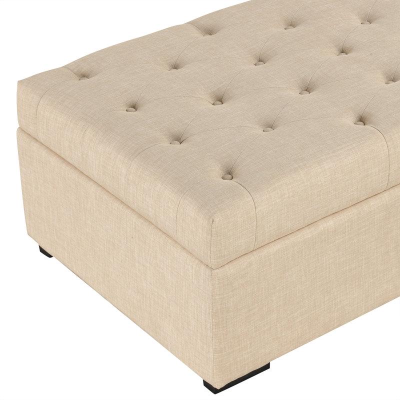 Folding Ottoman Sleeper Bed with Memory Foam Mattress and Tufted Design, Beige