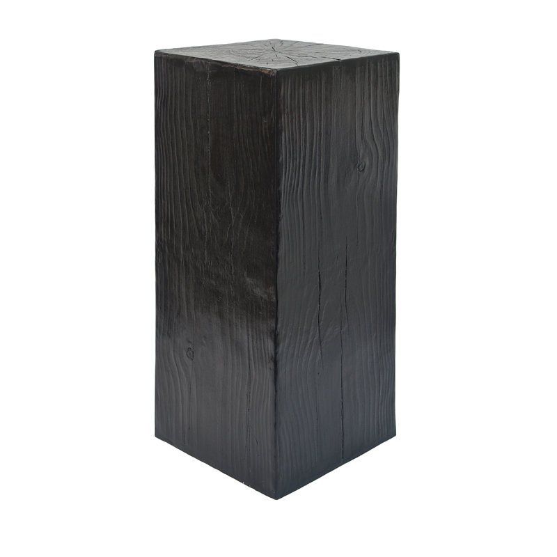 Table de bout à colonne carrée en bois d'aspect bois MGO, Noir, 33.75" H x 14.5" W x 14.5" D