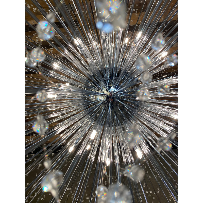 Islaa Dimmable Crystal Sputnik Chandelier , Silver, 30 Lights, 63"