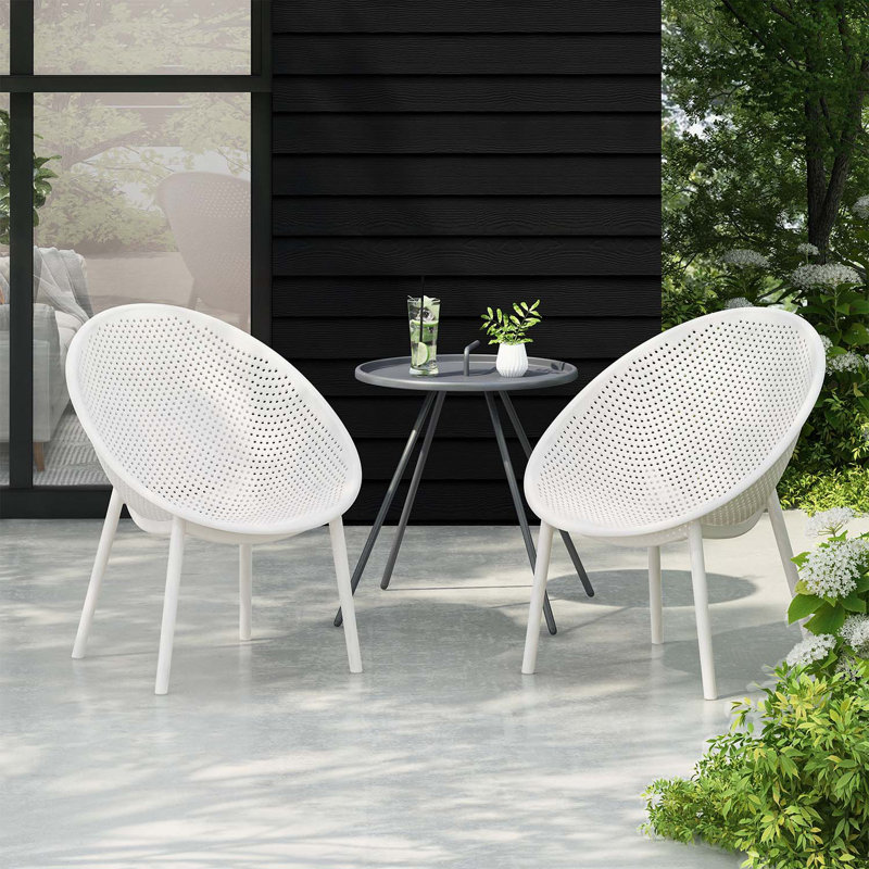 Chic and Durable Set of Accent Chairs for Outdoor Enjoyment and Relaxation, White