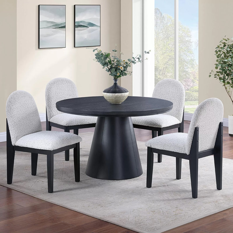 48" Black Round Dining Table