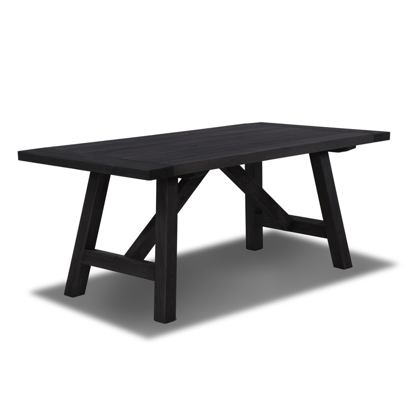 Table rectangulaire en bois massif de 72 po avec base campagnarde Cascais, Chêne noir
