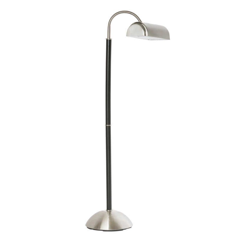 Lampe sur pied DEL Extreme Bright Natural Daylight, Nickel brossé, Nickel brossé / bois noir
