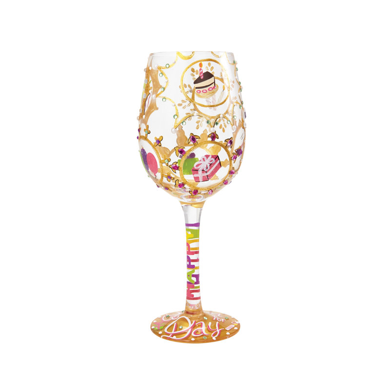 Lolita Queen For A Day Hand Painted Wine Glass 9in H