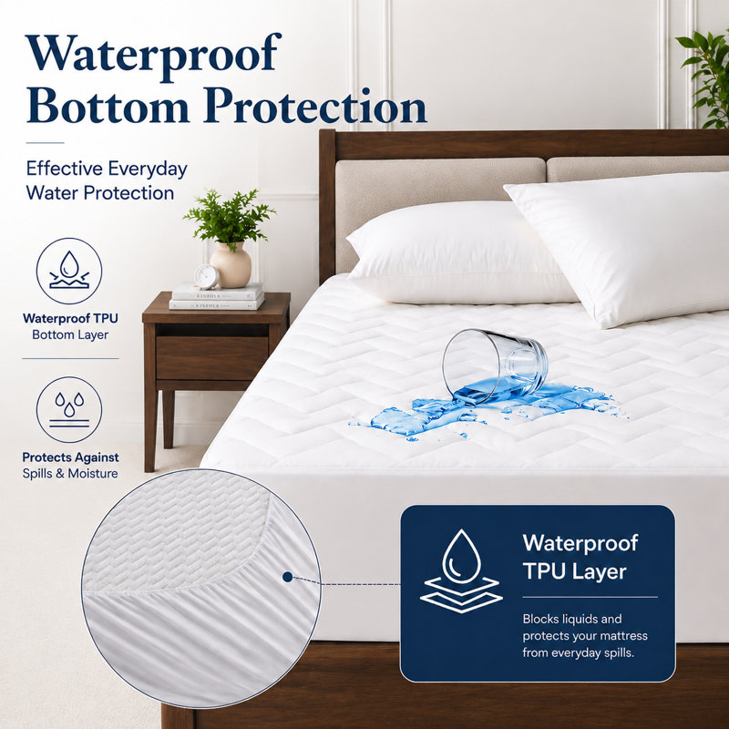 Couvre-matelas rafraîchissant avec jupe ajustée à poches profondes, Grand lit