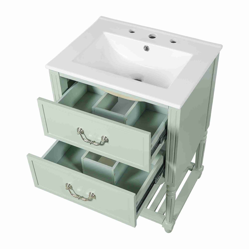 Meuble-lavabo 24 po avec lavabo en céramique, Vert