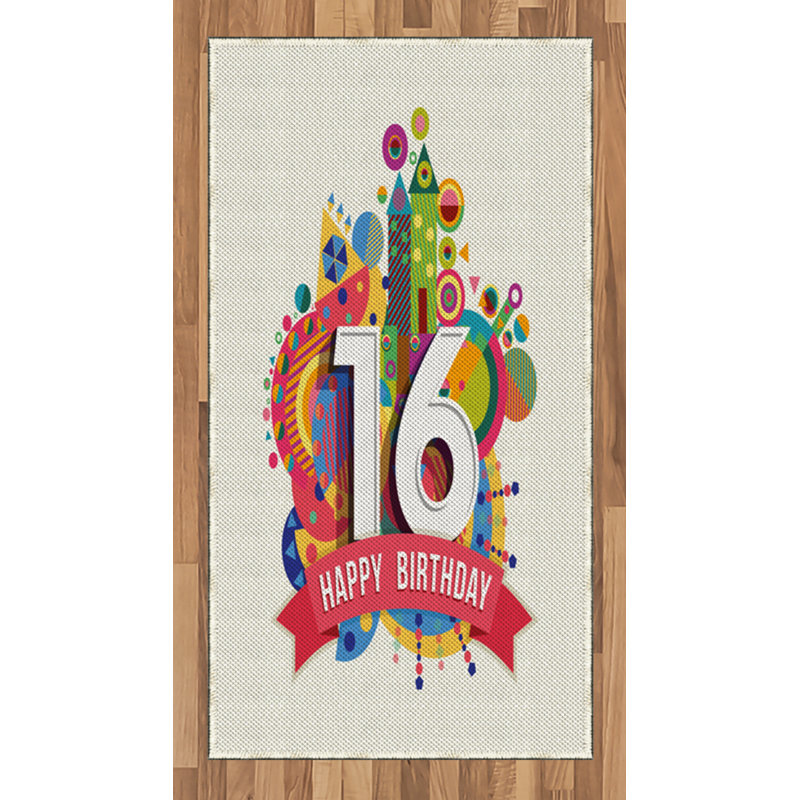 Tapis décoratif géométrique à haute densité en fibres longues, Rectangle 2 pi 7 po x 5 pi