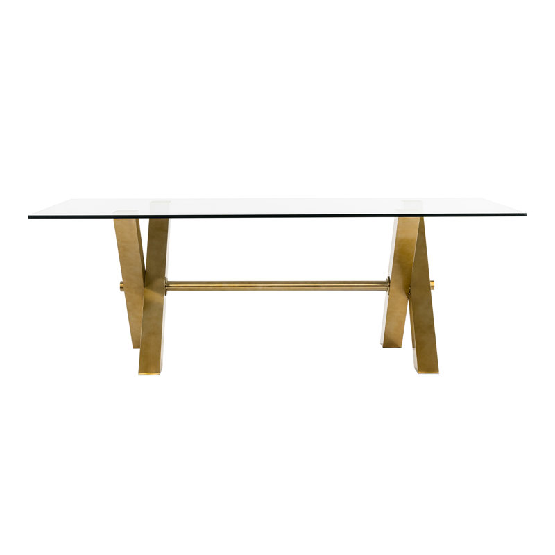 Nataliyah Glass Top Metal Base Dining Table