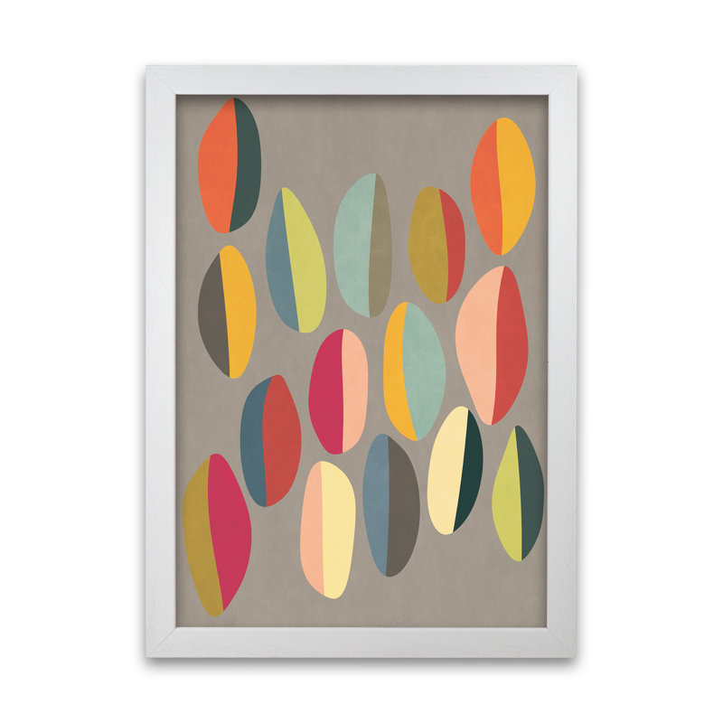 Mid Century Half Pebbles Original - Print, White Frame, 42cm H x 30cm W x 3cm D