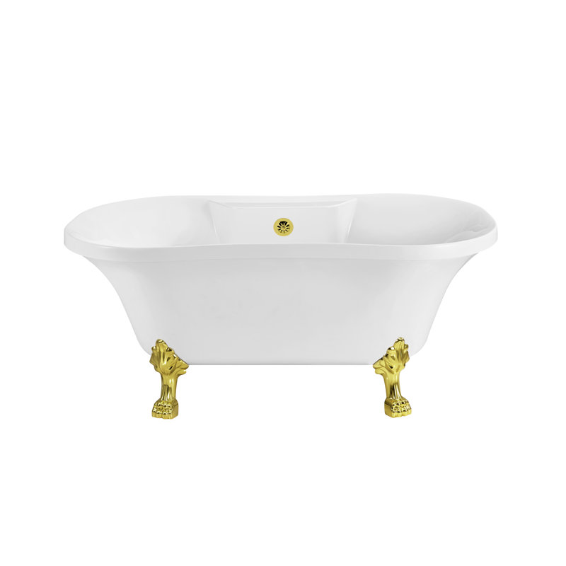 Baignoire de trempage sur pattes 60 "Streamline, Or poli, Or poli