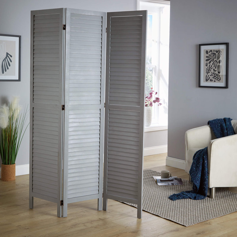Horsham Fully Assembled 3 Panel Partition Room Divider, Grey