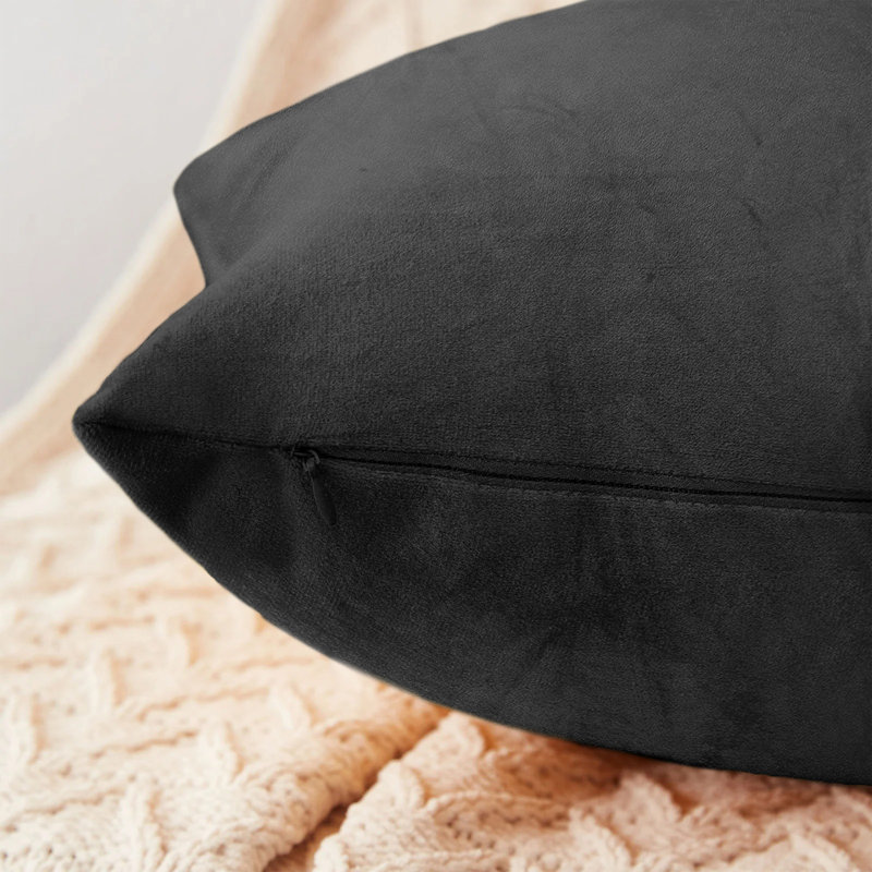 Perignan Square Scatter Crushed Velvet Cushion Cover, Black