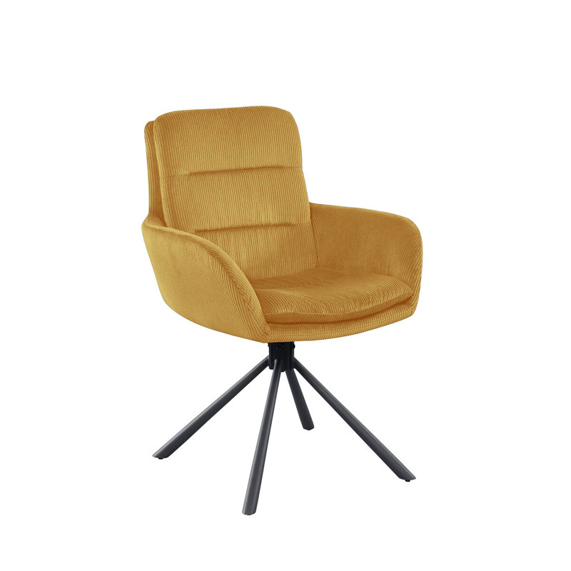 Mairead 48cm H Polyester Upholstered Metal Upholstered Back Armchair, Gold