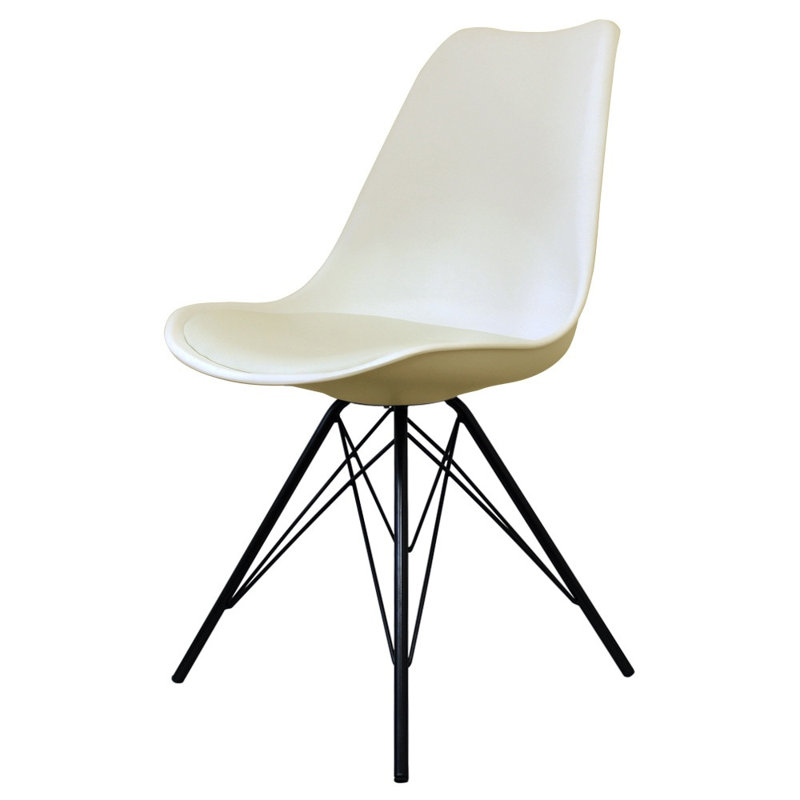 Aneta Plastic Side Chair, Ivory/White