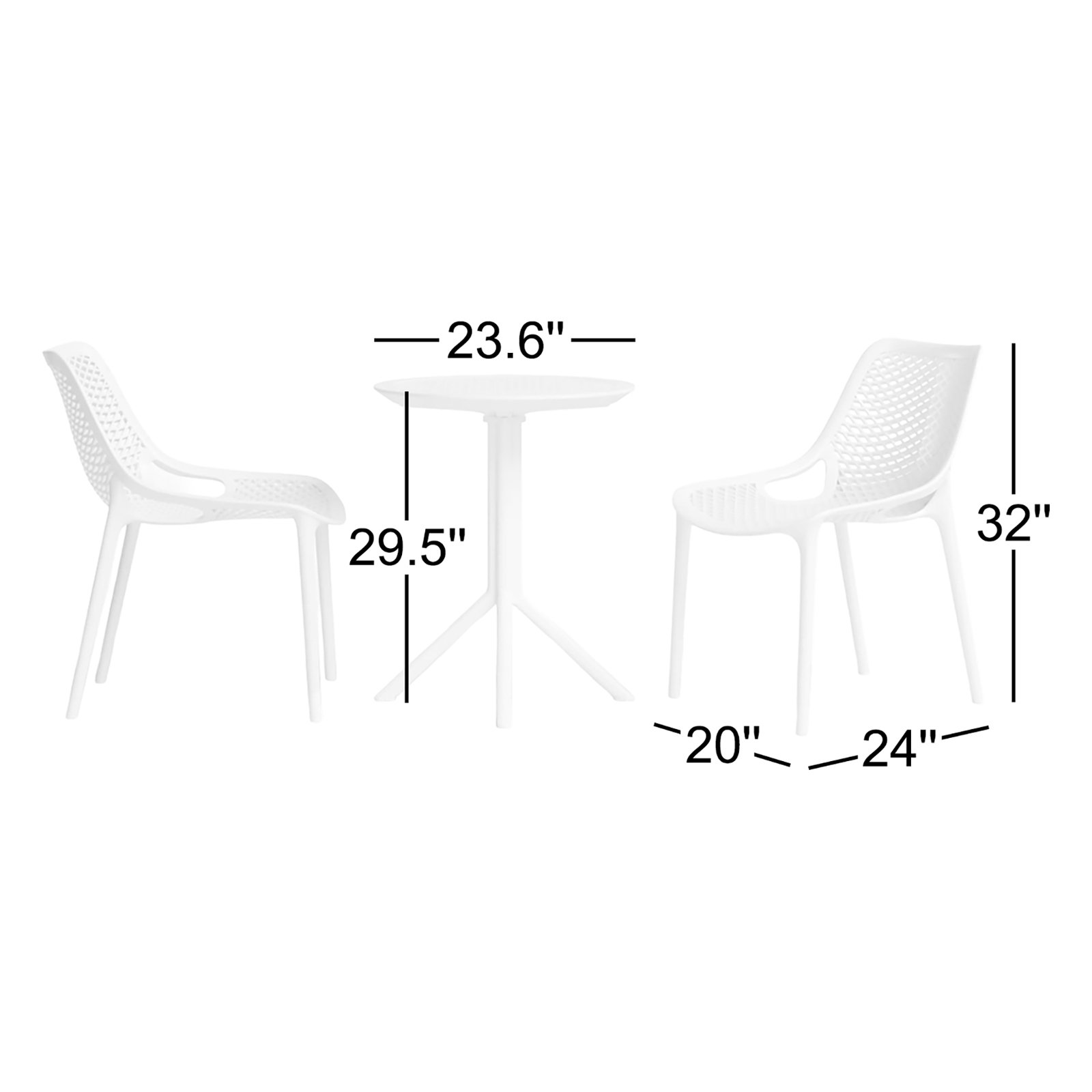Farrah 24" Patio Bistro Set, Gray