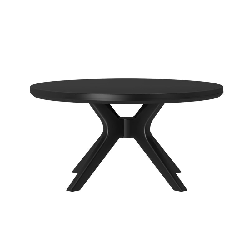 Muhsina Cross Leg Round Coffee Table (36in x 36in / 910mm x 910mm), Pecan, Black