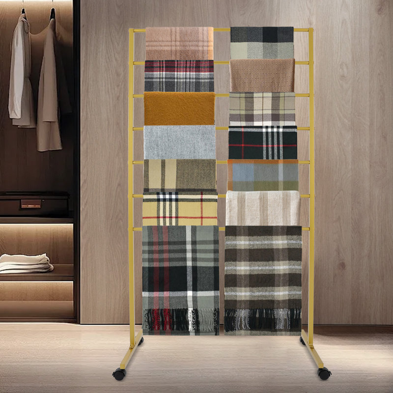 Organisateur de porte-foulard en métal 7 niveaux, Doré