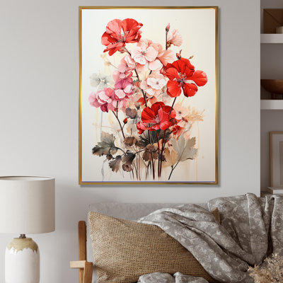 Minimalisme, géraniums blancs et rouges I sur toile