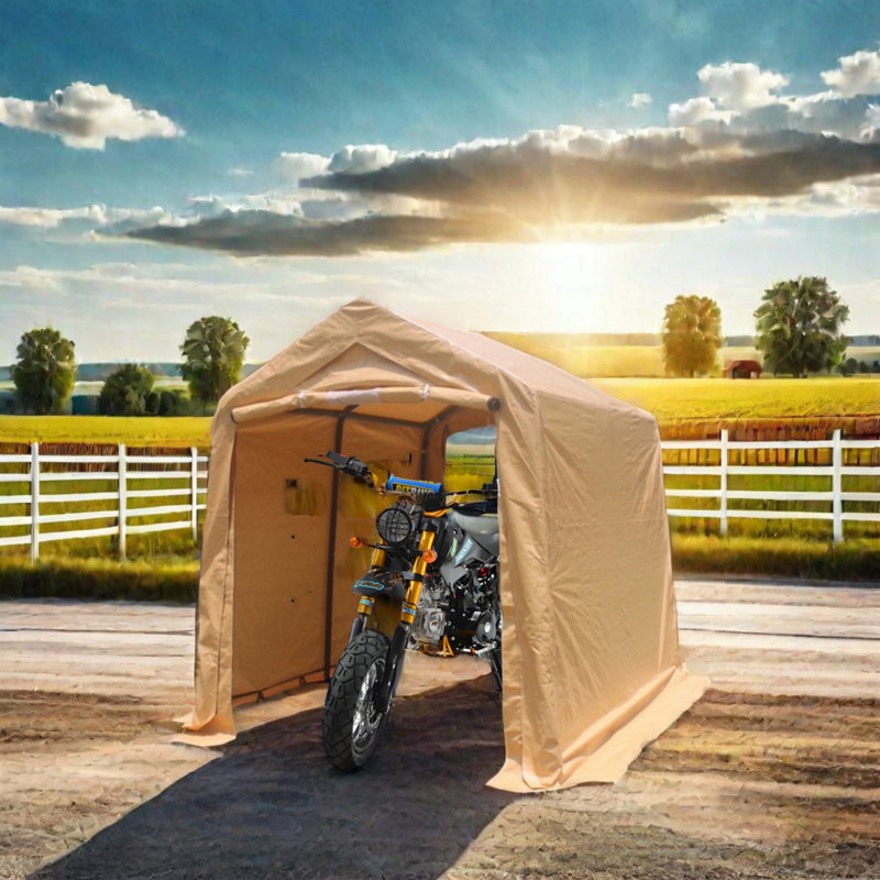Outdoor Portable Gazebo Storage Shelter Shed With 2 Roll Up Zipper Doors & Vents Carport For Motorcycle Waterproof And UV Resistant Anti-Snow Portable Garage Kit Tent
