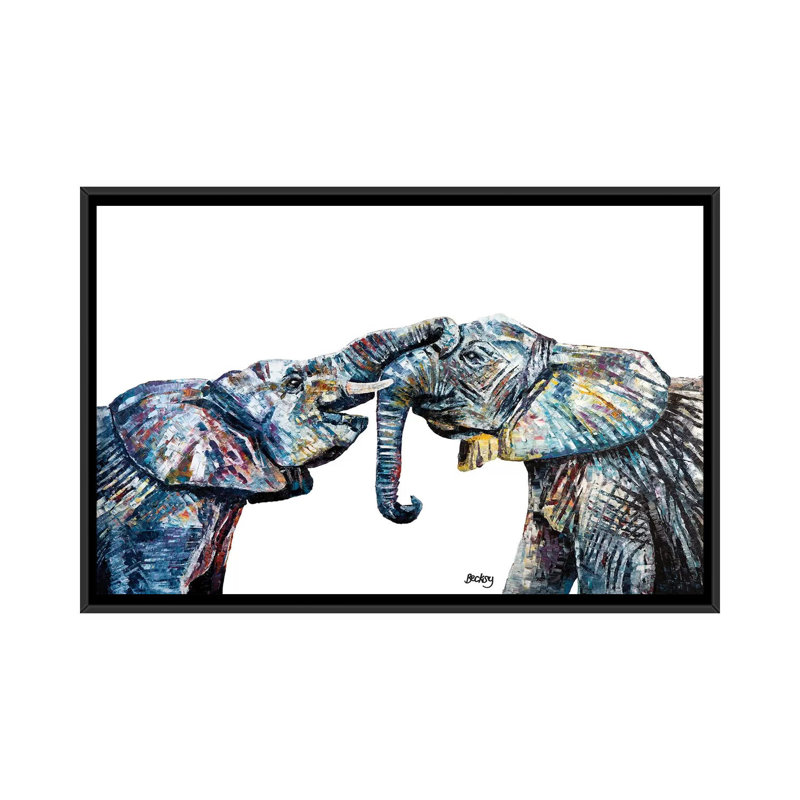« bahati & bashasha », reproduction sur toile, H 18 po x l 26 po x P 1,5 po, Toile avec cadre noir, Pas de tapis
