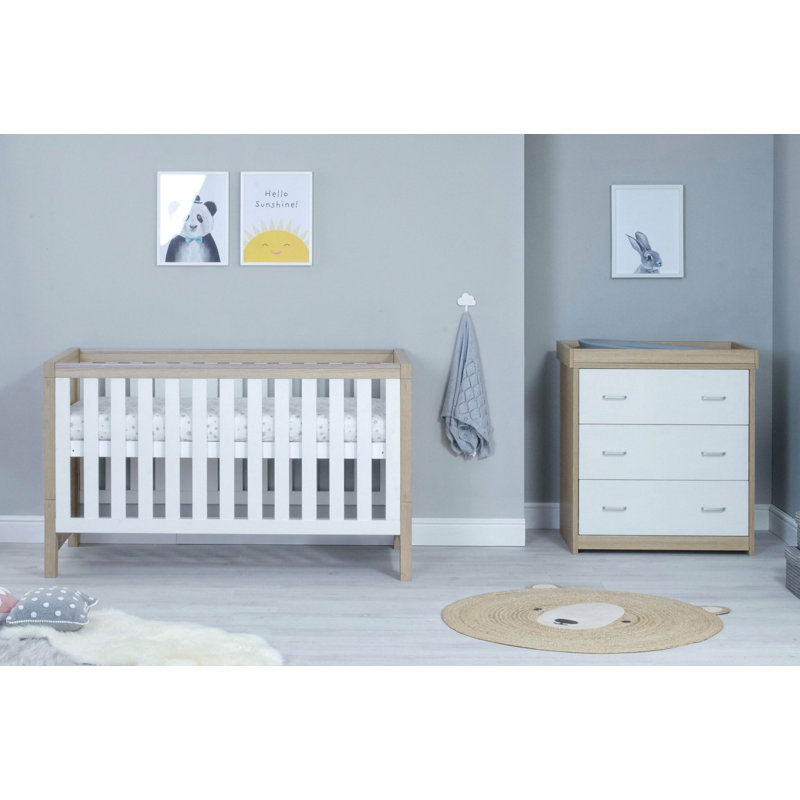 Luno Cot Bed 2-Piece Nursery Furniture Set, Oak White