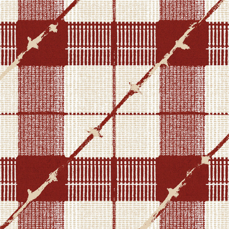 Carré rouge - Toile encadrée beige pour la décoration intérieure, H 37,25 po x l 37,25 po