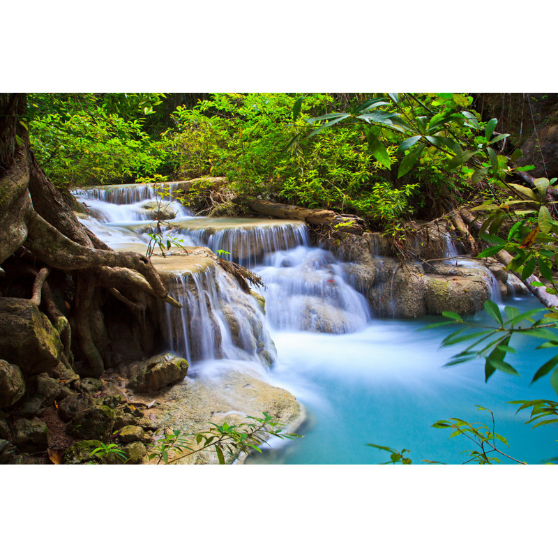 Emerald Waterfall - Wrapped Canvas Print, 61cm H x 91cm W x 3.8cm D