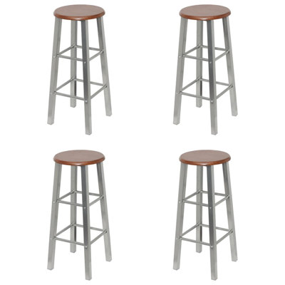 Bar Stools Silver and Brown MDF