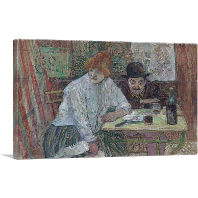 «At the Cafe La Mie 1891» par Henri de Toulouse-Lautrec - reproduction d'art sur toile tendue, H 12 po x l 18 po x P 0,75 po