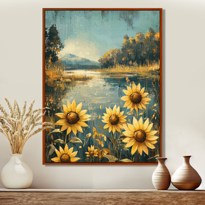Décoration murale tournesols d'automne Dumitra au bord de la rivière II - Tournesols
