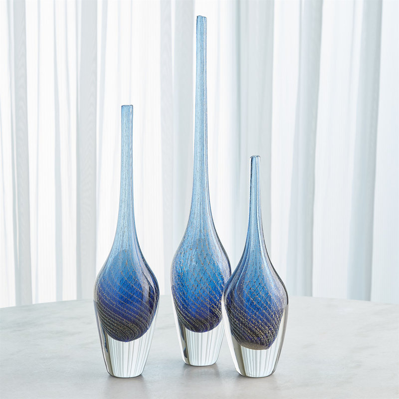 Flecked Spire Bottle-Sm, Blue, Overall Height- 25.5"