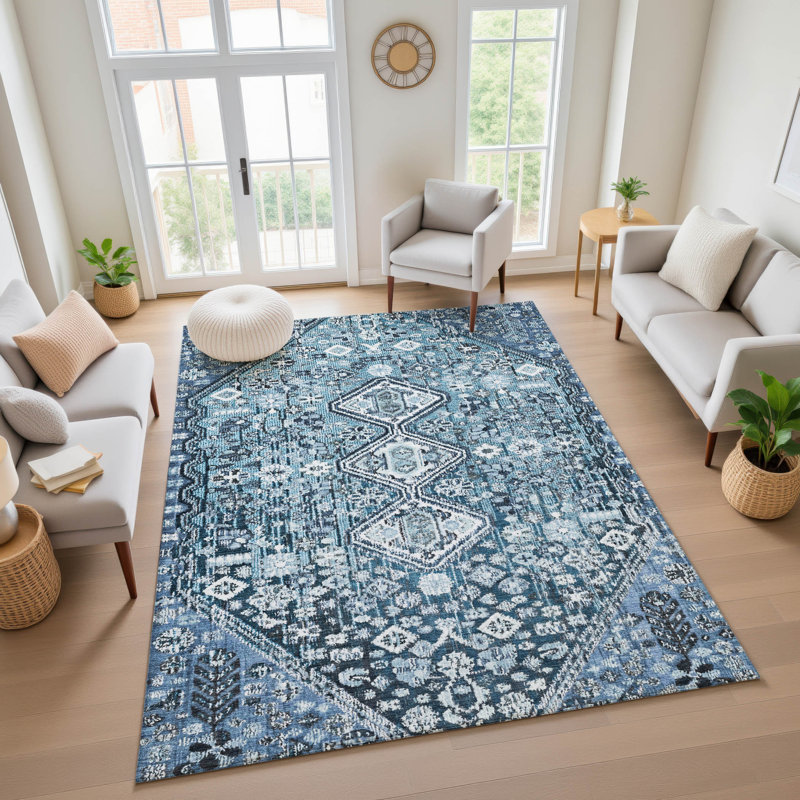 Tapis aztèque Mayfield AMF1834 lavable à la machine de qualité supérieure, Rectangulaire 8 pi x 10 pi
