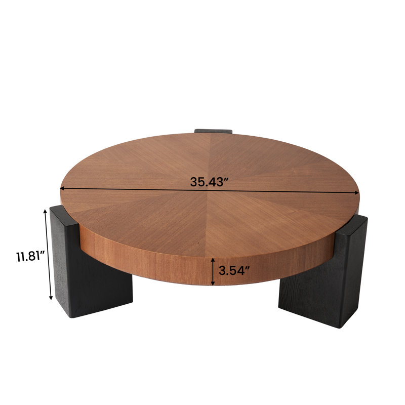 Kelijah 3 Legs Round Coffee Table, Brown