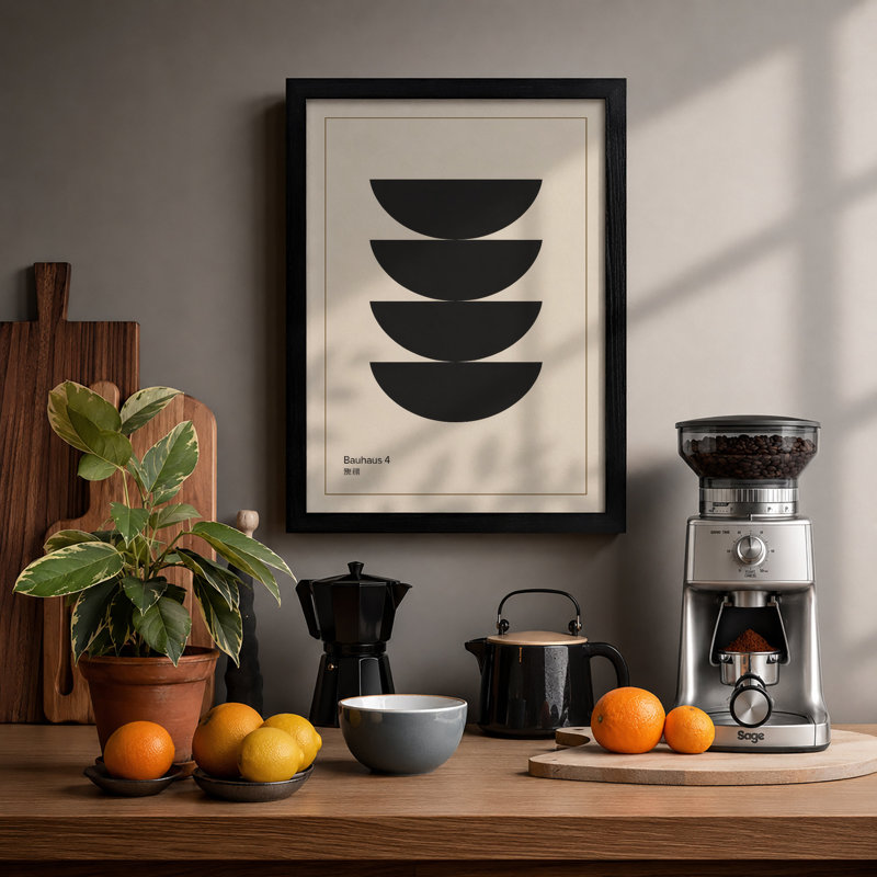 Stacked Forms Minimalist - Framed Print, A2 - 59.4 x 42.0 cm, Black