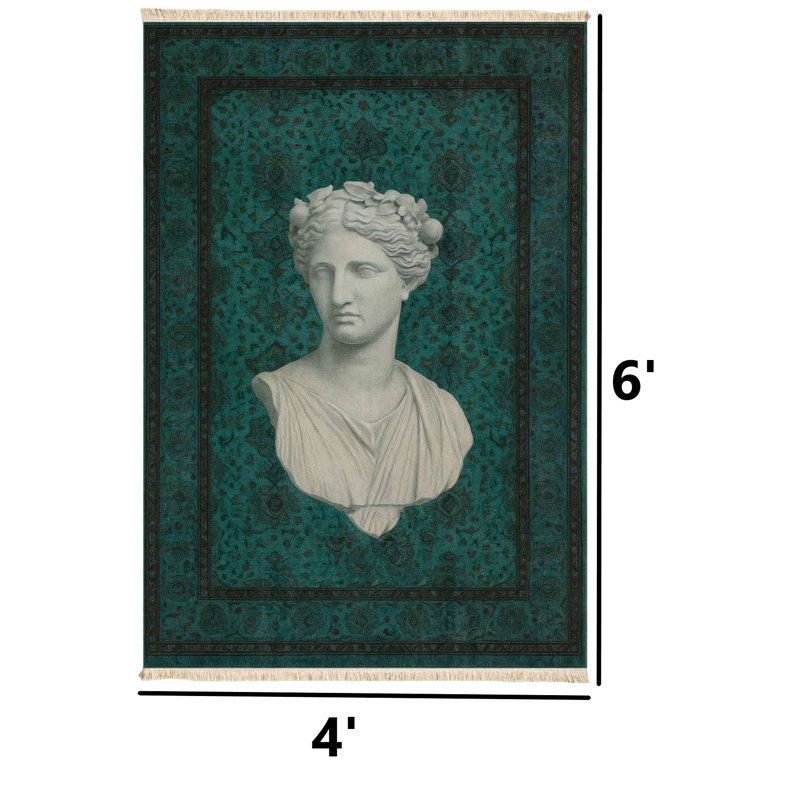 Teal Goddess Bust Accent Rug