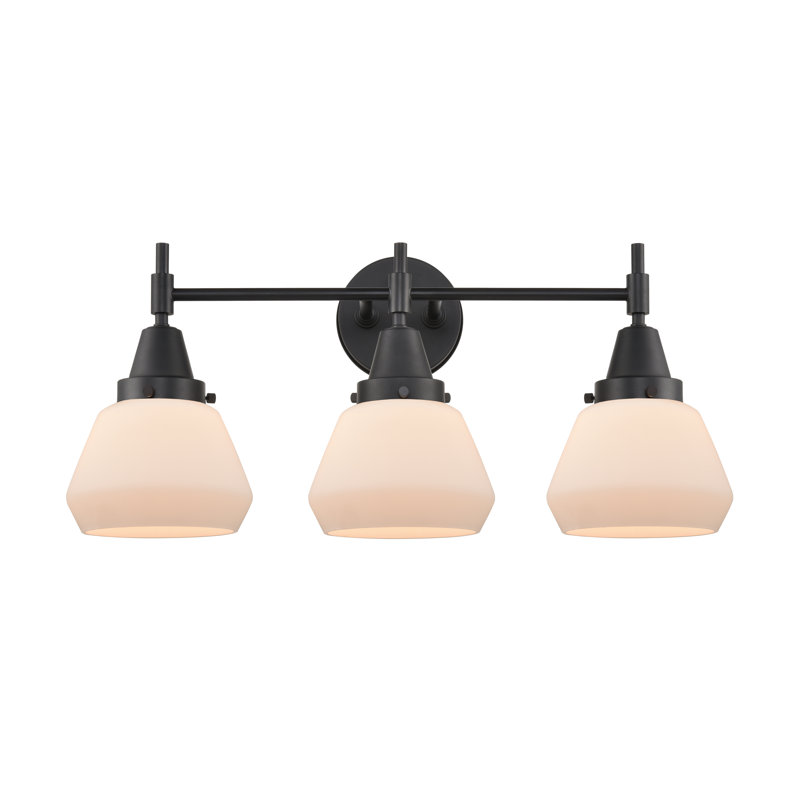 Éclairage pour meuble-lavabo 3 lumières 25 po Caden Fulton - fini noir mat - abat-jour fumé clair, Noir mat, Blanc mat