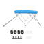 Toit bimini à 3 arcs pour bateau, auvent en polyester 600D avec structure en aluminium, auvent pare-soleil imperméable, L 6 pi x l (67 po à 72 po) x H 46 po, bleu pacifique