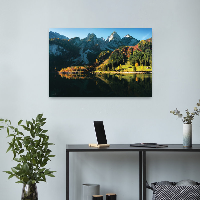 Alpes, paysage contemporain abstrait reflété, H 16 po x l 24 po