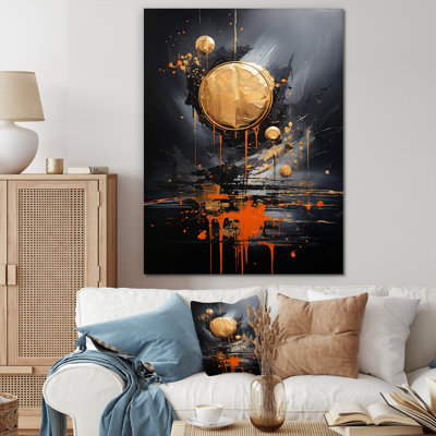 Black And Gold Spiral Graffiti I - Abstract Collages Wall Art