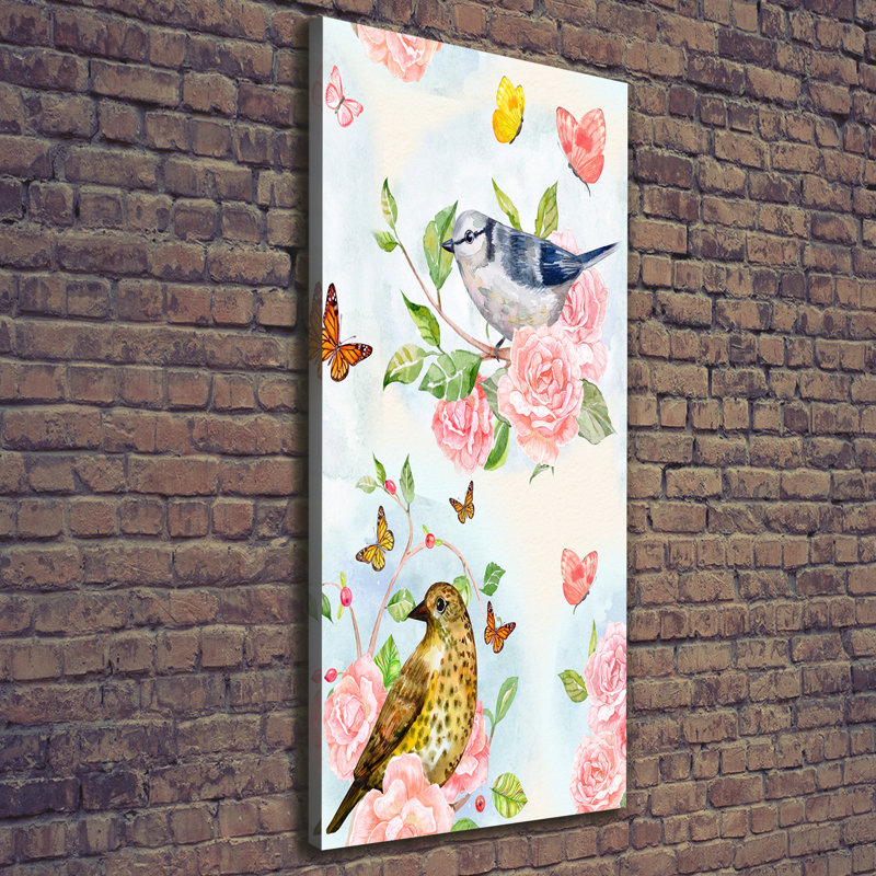 Birds, butterflies and roses 1 Piece Wrapped Canvas Wall Art